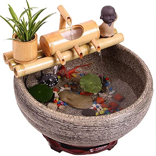 Garden Fountain Water Features for Garden Water Features Outdoor Bamboo Fountain is Suitable for Living Room Garden Pond Decor Fountain Waterscape Decor Desktop Fountain