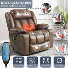 UOPYNE Oversized Power Lift Recliner Chair with Heat and Massage, Large Leather Electric Lounge Seating for Seniors, Big Reclining Sofa with USB Ports and Cup Holders