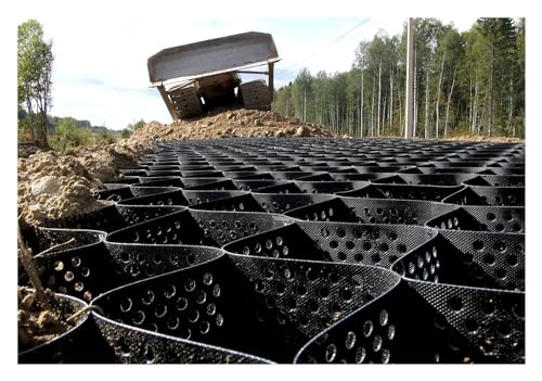 YanSoPe HDPE Geogrid for Driveways & Erosion Control - 2"/4" Height, Slope Stabilizer, Gravel Grid for Landscaping(6x9m (20x30ft) 10cm/4" High)