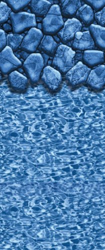 Wilbar 24-Foot Round Fallston Above-Ground Swimming Pool | 52-Inch Height | Boulder Swirl Overlap Liner and Widemouth Skimmer Bundle | Resin Protected Steel-Sided Walls
