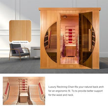 2 Person Indoor Infrared Red Cedar Wood Dry Sauna with Recliner, 3400W/220V