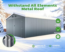 20 x 10 FT Outdoor Storage Shed, Large Metal Garden Shed with 2 Lockable Doors, Tool Shed Outdoor Storage with 4 Air Vents, Garage Shed Waterproof for Car, Truck, Bike, Garbage Can, Tool, Dark Gray