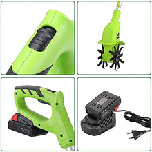 Vdniduir Tiller Rotavator Cordless,Portable Electric Hand Tiller,Hand Held Soil Cultivators, 97-127cm Adjustable Handle, for Gardens
