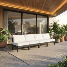 Outdoor Escape White Fabric Outdoor Patio Modular Sofa with Contemporary Style, Comfortable Seating, Sturdy Frame, Suitable for Outdoor Living Spaces