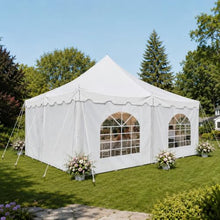Party Tents Direct 20' x 20' Weekender Pole Canopy, White Top & Sidewalls