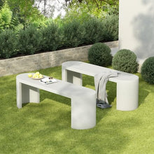 Christopher Knight Home Vex Set of 2 Concrete Outdoor Bench with Modern White Terrazzo Effect, Outdoor Dining Chairs, Oval Garden Bench with Pedestal Base, Extra Seating for Patio/Balcony, White