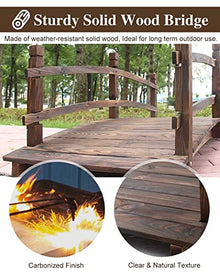 ZIMGOD Wooden Bridge for Garden Pond 4.6 5 6 ft, Outdoors Arch Walkway Bridge with Railing, Japanese Rustic Walking Bridge for Landscaping Backyard Path(150cm (5ft))