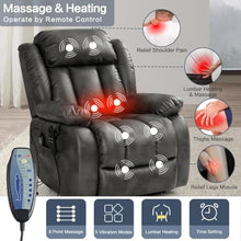 UOPYNE Comfort Massage Heat Recliner Chair, Lazy Boy Style Recliner Sofa with Cup Holders for Living Room, Leather Electric Power Lift Relaxation Seating, Gray