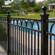Fencer Wire Heavy Duty 8FT Outdoor Patio Steel Fencing Border Post, 16 Gauge Anti-Rust Metal Fence Post, 2” Diameter Decorative Garden Fence Post, Pack of 10