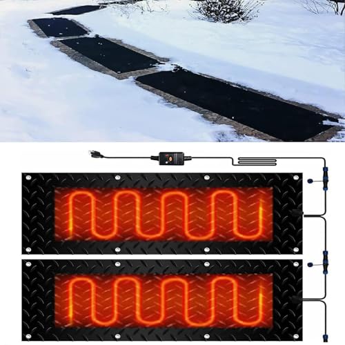 ZGHQHCDRH Snow Melting Mats for Driveways and Entrances - Electric Snow Melting Mats for Winter Snow Removal(40x120cmx2Pcs)