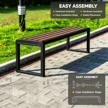 Vttui Outdoor Park Bench, Decorative Cut‑Out Metal Frame Seat