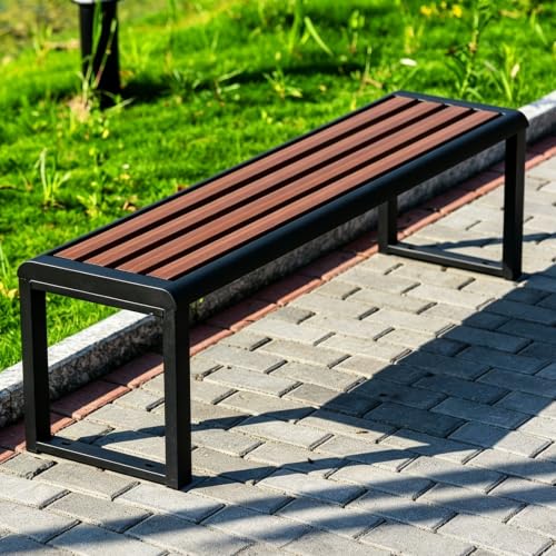 Vttui Backless Outdoor Park Bench, Heavy‑Duty Metal Frame