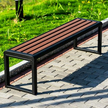 Vttui Backless Outdoor Park Bench, Heavy‑Duty Metal Frame