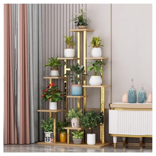 zktoermn 7-Tier Metal Plant Stand Indoor Outdoor, Large Tiered Shelf for Plants/Flowers, for Patio, Balcony, Living Room, Bedroom(Natural)