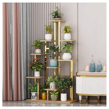 zktoermn 7-Tier Metal Plant Stand Indoor Outdoor, Large Tiered Shelf for Plants/Flowers, for Patio, Balcony, Living Room, Bedroom(Natural)