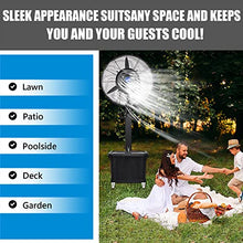 sdneNest Standing Floor Fans with Mist, 3 Cooling Speeds Oscillating Misting Fan, Outdoor Fan Misters for Cooling, 9 Gallon Large Capacity Tank (Black 55cm/21.7in)