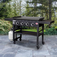 Char-Griller® Flat Iron 4-Burner Propane Gas Flat-Top Griddle with Steel Griddle Top, Wind Guards and Instant-Ignition, 775 Cooking Square Inches in Black, Model E8936