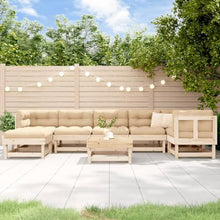 LKJVFCPW 8-Piece Outdoor Patio Lounge Set with Cushions, Modular Solid Pine Wood Garden Sofa and Coffee Table, Brown Frame with Beige Oxford Fabric Cushions, Large Patio Furniture Set