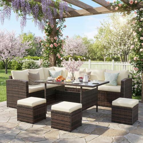Wisteria Lane 7 Piece Patio Furniture Set, Patio Sectional for All Weather