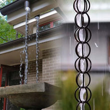 Black Rain Chain 14.8Ft, Japanese Gutter Drainage Link For Downspouts, Durable Metal Eaves Water Diversion Decor For Garden Porch Patio Courtyard, Elegant Outdoor Splash Control Feature(10m(33ft))