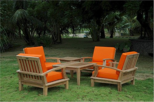 Anderson Teak Set-114 Brianna Deep Seating Armchair & Brianna 32" Square Coffee Table & Bahama 22" Square Side Table (2 Tier Set)