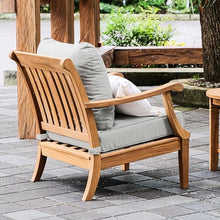 Cambridge Casual Robin Teak Wood 2 Piece Outdoor Club Chair with Oyster Cushion, Patio Club Chair Includes Backrest Pillow, Deep Seating, Weather-Resistant, Perfect for Backyard, Porch, Balcony