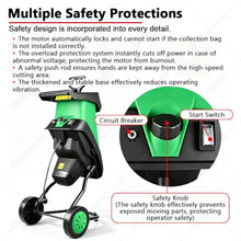 Electric Wood Chipper Shredder Mulcher Green