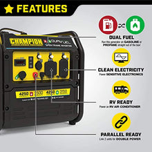 Champion 4250-Watt Dual Fuel Portable Open Frame Inverter Generator, CARB