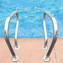 Pool Ramps Pool Hand Rail, Easy to Mount Handrail, 304 Stainless Steel Pool Stair Rail with Base Plate and Handle Cover,Silver ()