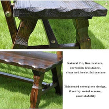 ERoomQ Outdoor GThe Bench,47in Park GThe Bench Wood Retro Solid Wood Seat, Courtyard 2-3 Seat Weatherproof Porch Chair Bench, Outdoor Table and Chair Set (1 Table and 2 Chairs)