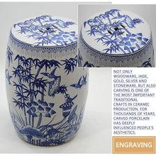 PAYUERHB Outdoor Glazed Hollow Imitation Blue & White Porcelain Drum Side Table, Chinese, Traditional, Asian, Ancient