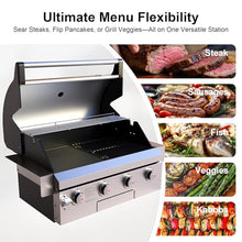 Brand-Man Built-In Gas Grill Head, 30-Inch 4-Burner Outdoor Kitchen Grill