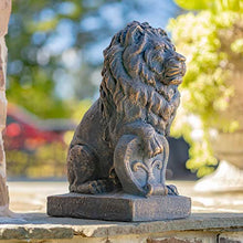 Zaer Ltd. Magnesium Pair of Lion Statues (Outdoor Safe) (21" Tall w/Shield (Set of 2), Aged Bronze (Painted))