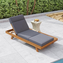 Christopher Knight Home Kayes Acacia Wood Chaise Lounge with 4'' Four-Folds Cushion, Outdoor 79'' Patio Recliner Chair with 4-Position Adjustable Backrest, Sun Lounger for Backyard, Teak+Dark Gray