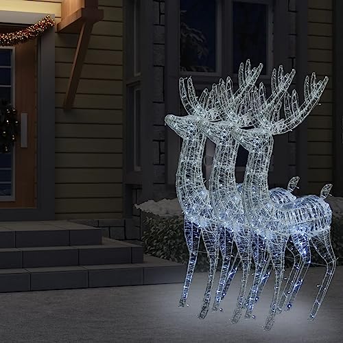 BUKSCYJS Acrylic Christmas Reindeers,Garden Decoration,Outdoor Dress Up for Outdoor Yard Lawn Garden Party,Christmas,Party,Valentine's Day 250 Led 3 Pcs 70.9" Cold White