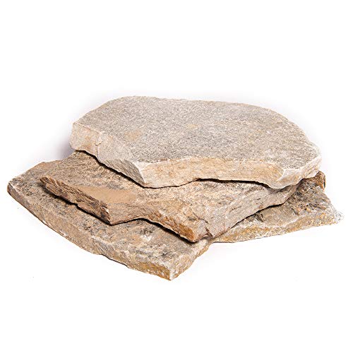 Landscape Patio Flagstone | 2000 Pounds | Natural Rock Pathway Stepping Stone Slabs for Gardens, Terrariums, Landscape Design, Driveway Pavers and Walkway Steppers (Platinum Gold)