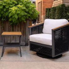 East Green Linden Teak and Aluminum Patio Swivel Chair with Cushions - Weather-Resistant Outdoor Seating