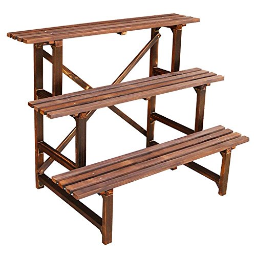3 Tier Flower Shelf Wood for Outdoor- 3 Steps Plant Stair Flower Bench Flower Stair Flower Rack Plant Shelf Flower Stand (Size : 906082cm)