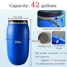 Large Plastic Bucket with Lid Food Grade Air Tight Industrial Container Multifunctional Shipping Container Rain Barrel Alternative for Restaurant Home Factory Brewing(42 Gallon)