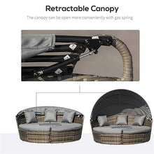 ZSLKDL Pc Rattan Patio Furniture Set,Round Convertible Daybed Or Sunbed,Sectional Outdoor Sofa