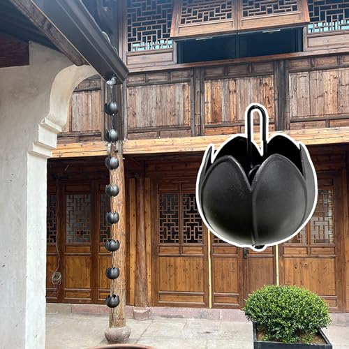 YUSIWOAL Flower Shaped Rain Chains for Gutters - Elegant Hanging Water Feature, Rainwater Catching System(2.2M (7.2Ft))