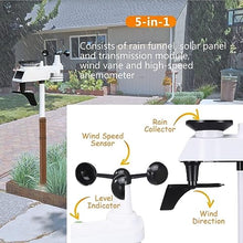 SHANBOYU Wireless Weather Station with Outdoor Sensor, Weather Station with Solar Cell, Measures Weather ecast, temperature, air pressure, humidity, wind meter, rain meter, moon phase, alarm clock