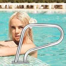 Flange Swimming Pool Rail Silver Stainless Steel 3-Bend Grab Ladder Humanized Handle Spa Handrails