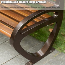 HYUIO 2-Person Metal Steel Benches Metal Park Bench Heavy-Duty Slatted Garden Bench with Backres for Garden Poolside Front Porch Courtyard Park(120cm/47in)