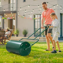 BCSRVCE Lawn Roller, Push/Pull/Tow Behind Water/Sand Filled Steel Sod Drum Roller with U-Shaped Handle, Yard Roller for Backyard Grass, 24in, Green