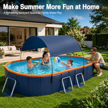Large Above Ground Pool with Canopy, Rectangular Swimming Pool for Family