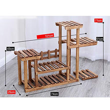 MIIKHI Wooden Flower Stands Plant Display Stand Wood Pot Shelf Storage Rack Outdoor Indoor 6 Pots Holder Multifunctional