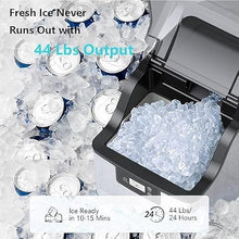 Nugget Ice Maker,Stainless Steel Countertop Ice Maker Machine, 44LBs/24H, 3Qt Water Reservoir & Self-Cleaning & Timer Function, Portable Ice Maker with Basket & for Home, Bar, RV