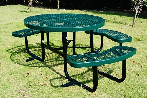 LifeYard Heavy Duty Outdoor ADA Picnic Table, Expanded Metal, Wheelchair Accessible (Green, 46 Round)