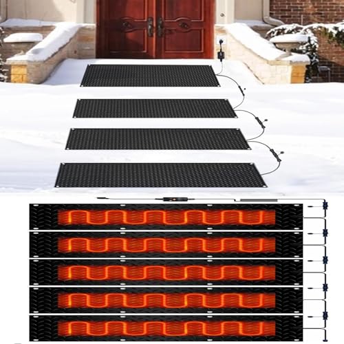 Coal2ToalPW Snow Melting Mat for Outdoor Walkways and Stairs - Fast and Efficient Snow Removal, Anti-Slip, Waterproof Devise(40x160cmx5Pcs)